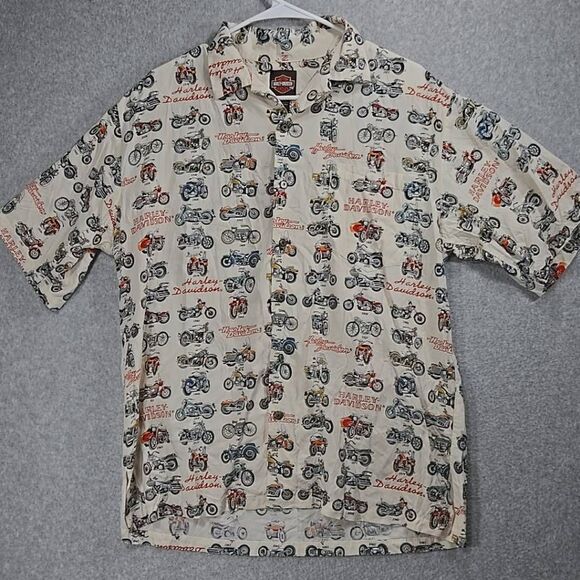 Harley Davidson Shirt Button Down Geometric Pattern Era Medium - Picture 2 of 11